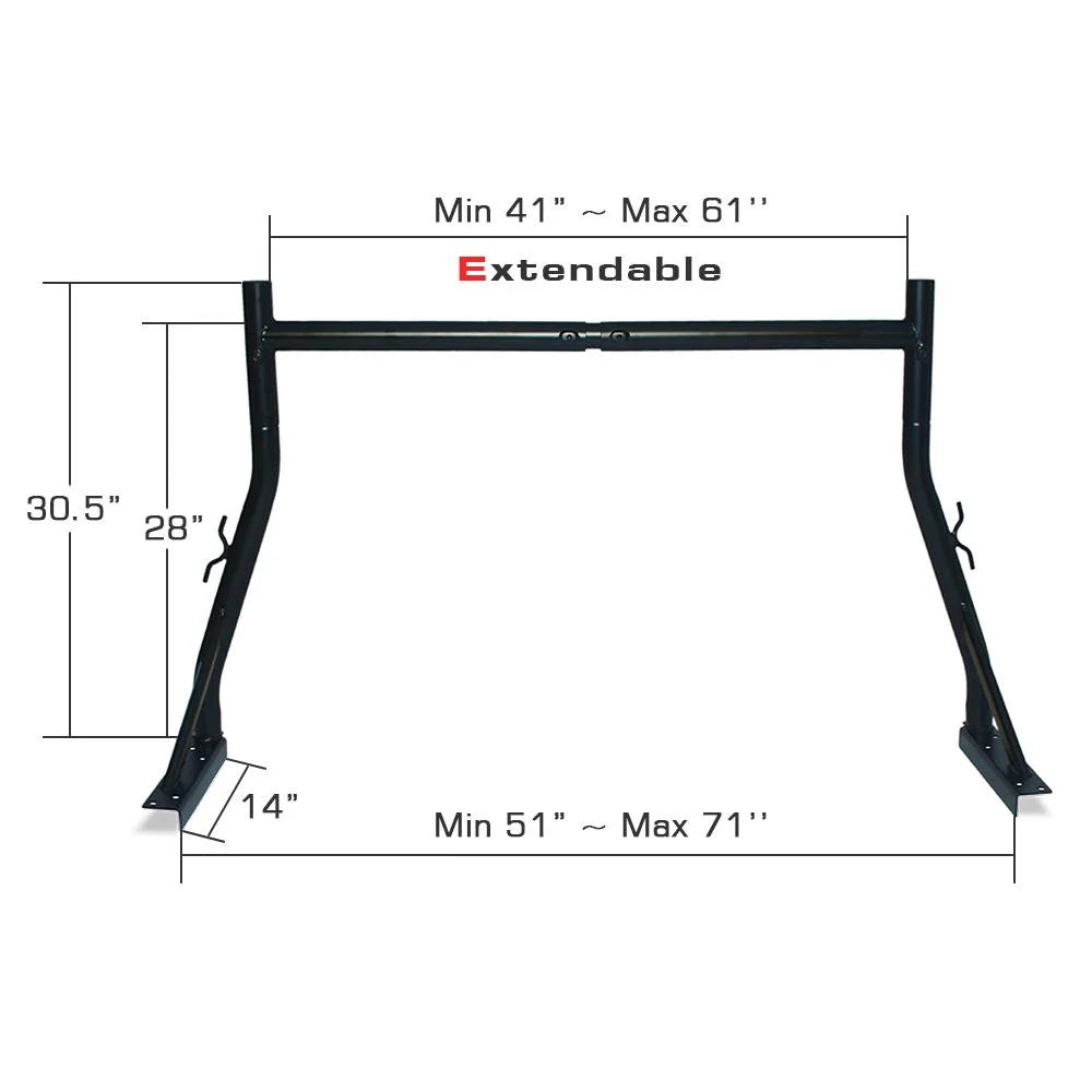 Black Pickup Truck Utility Ladder Rack T336