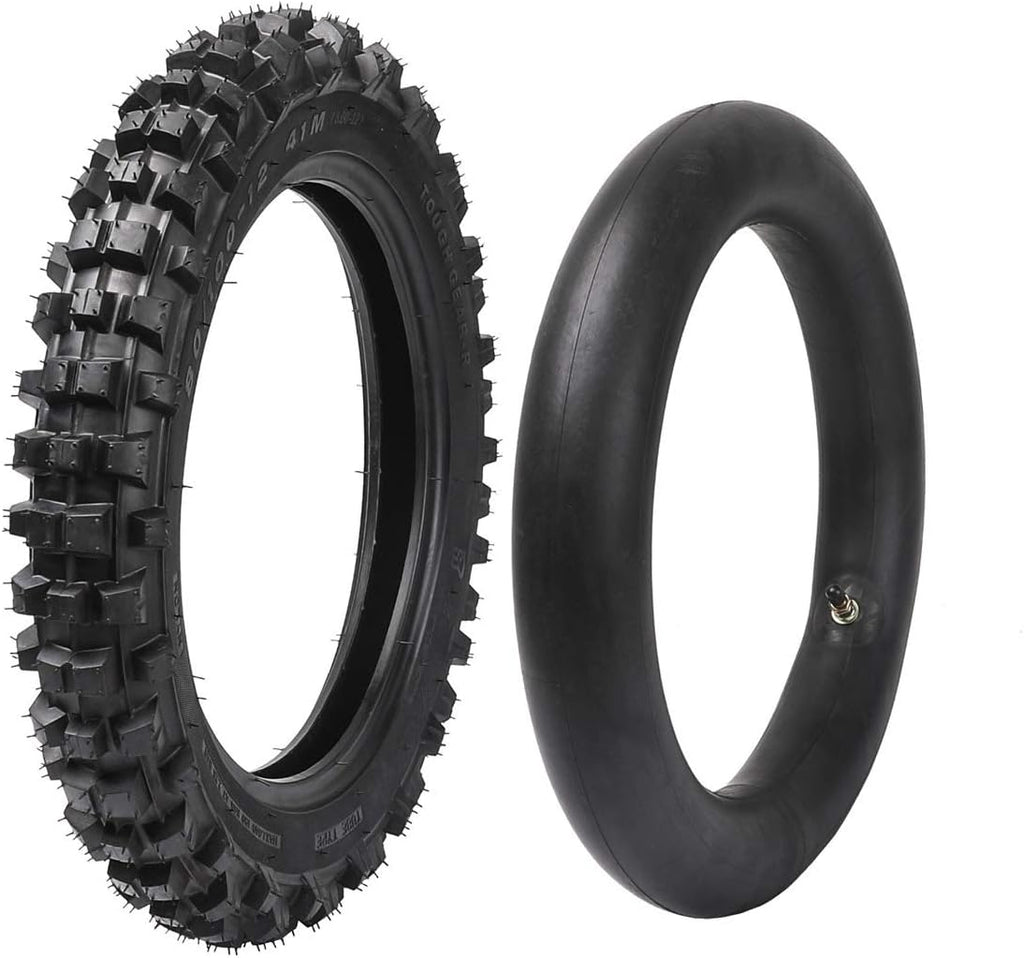 80/100-12 3.00-12 Knobby Rear Tire & Inner Tube Pack of 2 T814