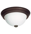 2 Light Incandescent Flush Mount Ceiling Light in Old Bronze with Frosted Glass H68639