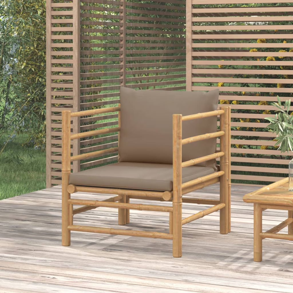 Patio Sofa with Taupe Cushions Bamboo L137365