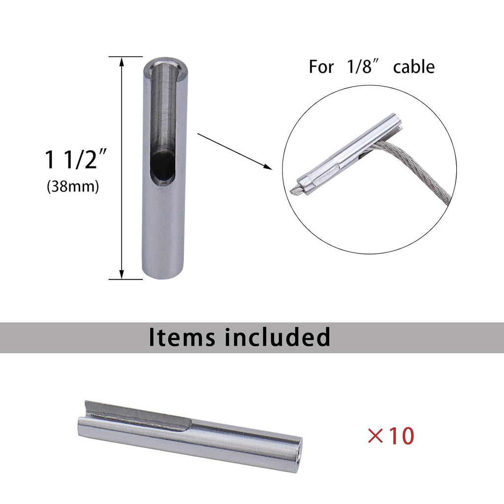 10Pack 1/8 Invisible Cable Railing Kit T316 Stainless Steel J13011