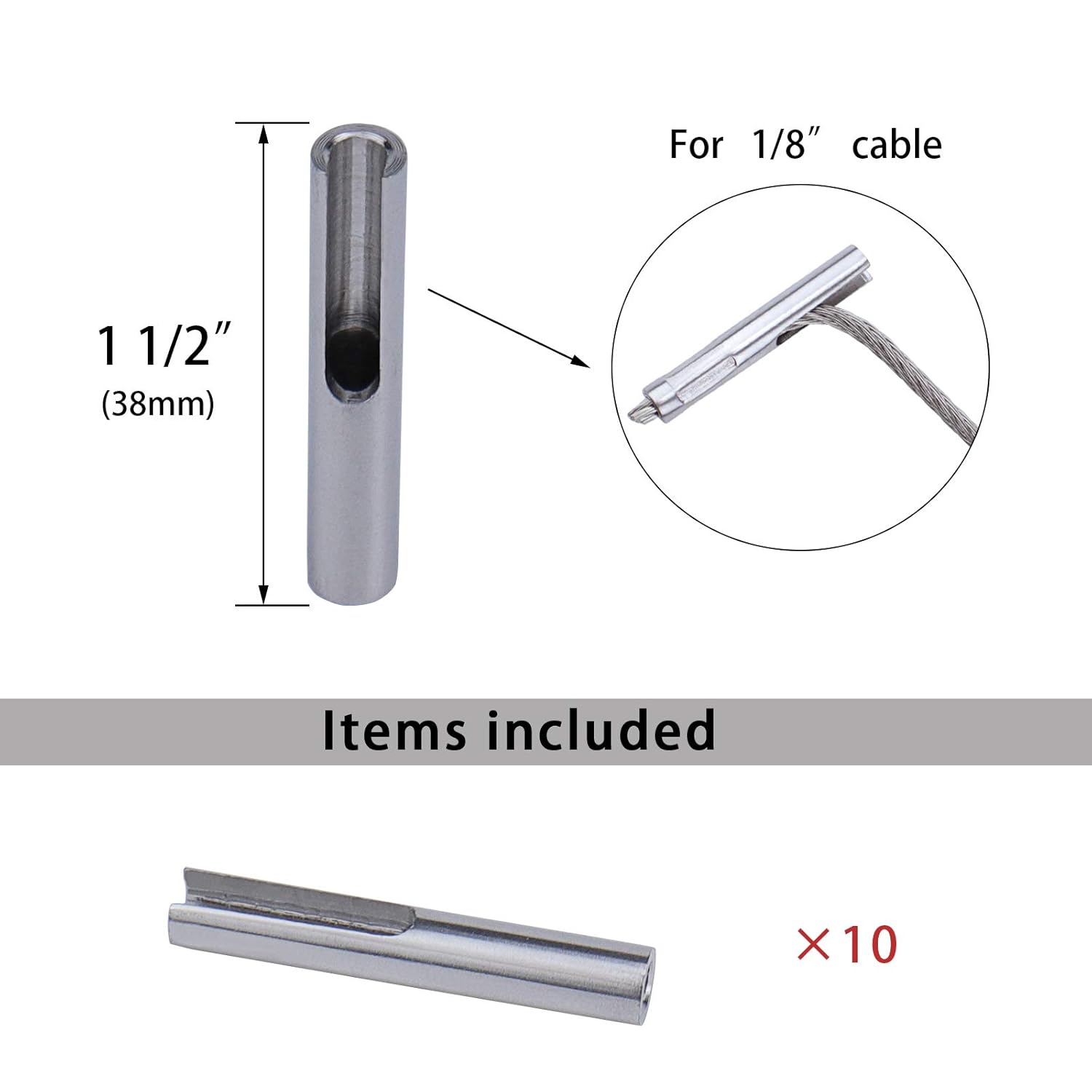 10Pack 1/8 Invisible Cable Railing Kit T316 Stainless Steel J13011