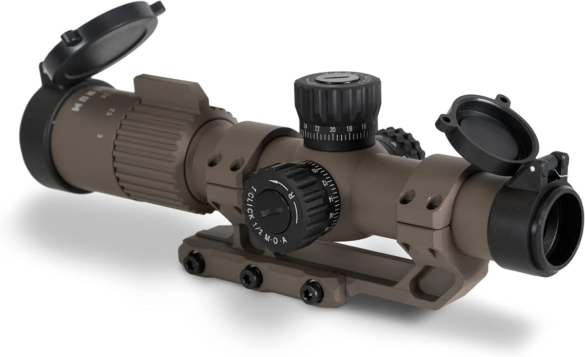 1-3x24 First Focal Plane Rifle Scope with Illuminated MOA Reticle and Offset Cantilever Mount I47653