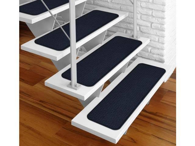 15 Pc Adhesive Carpet Stair Treads Navy Blue 8 in. x 23.5 in. W272922