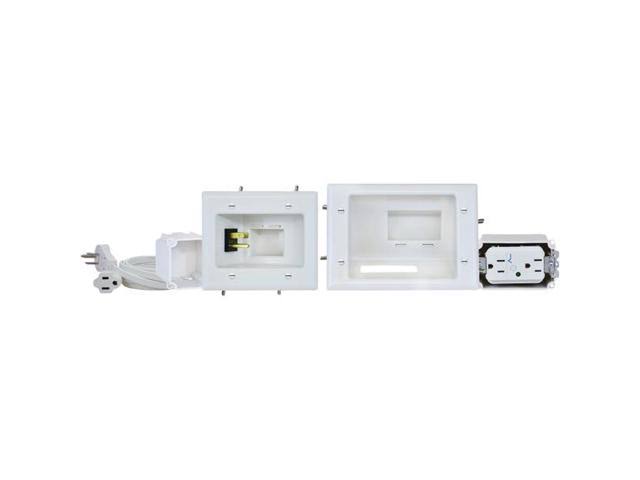 Recessed Pro-Power Kit with Duplex Surge Suppressor and Straight Blade Inlet Mounting Plate - White F582727