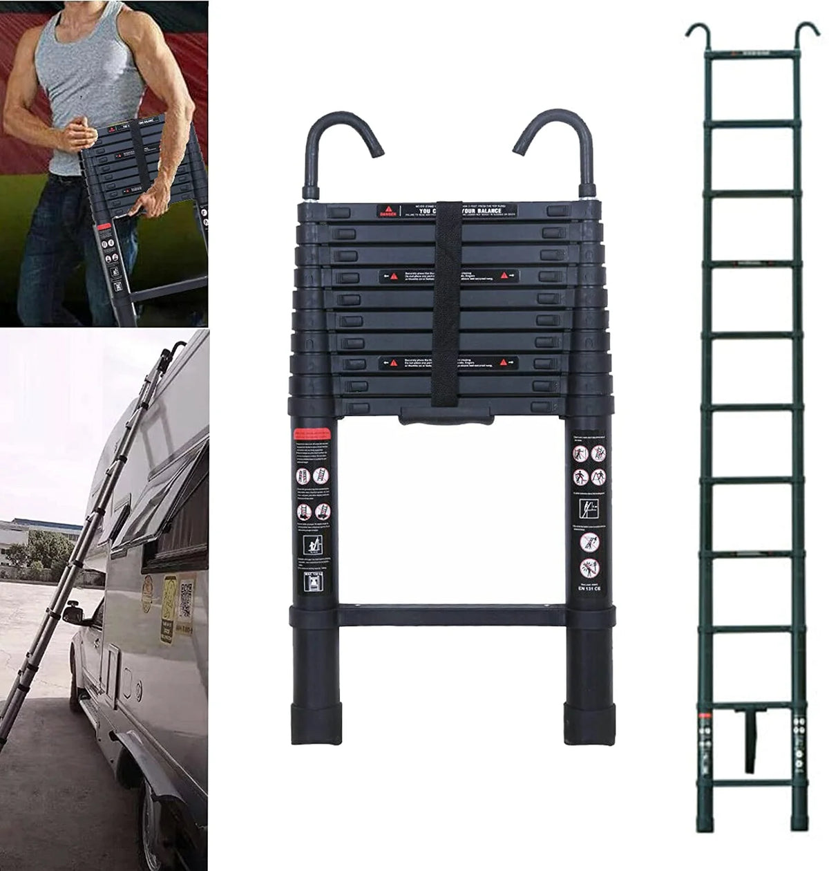3.2 m Telescopic Ladder with Removable Hook V753455