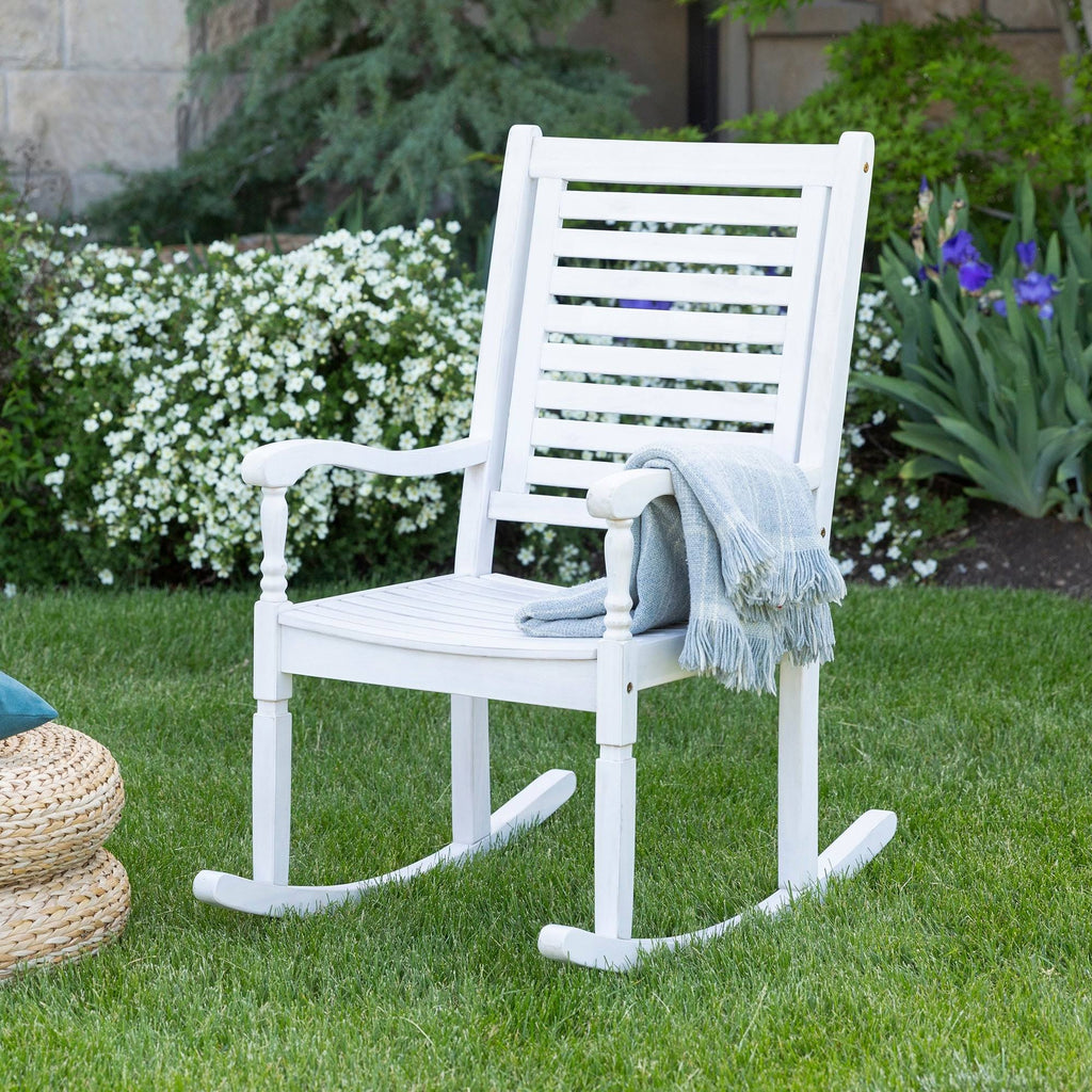 Dark Brown Solid Acacia Wood Rocking Patio Chair Y836308