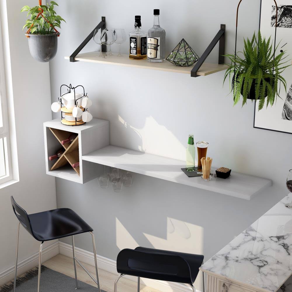 White Wall-Mounted Wine Rack Y44806