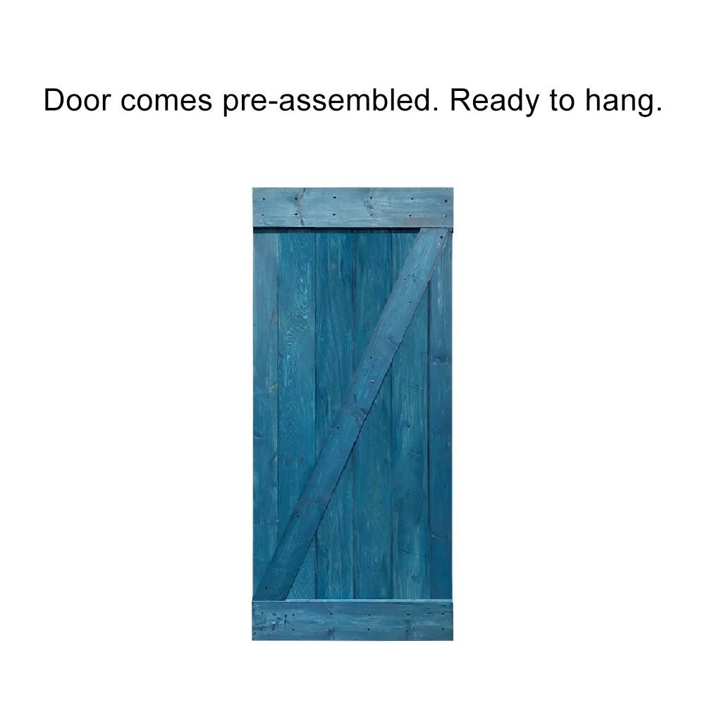 Red Walnut Stained Wood Interior Sliding Barn Door with Hardware Kit P126849