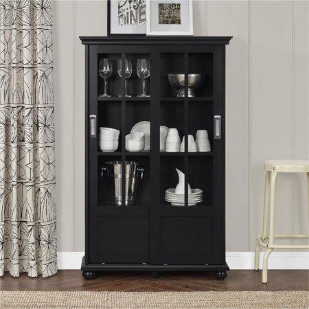 Red Bookcase with Sliding Glass Doors C24316