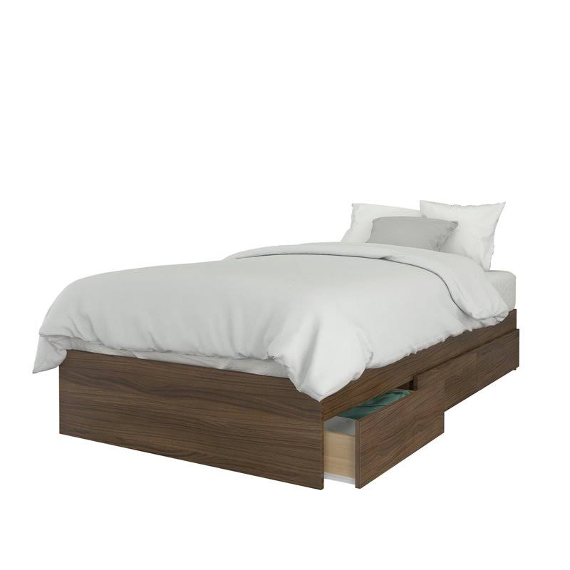 4 Piece Twin Size Bedroom Set Walnut White X804926
