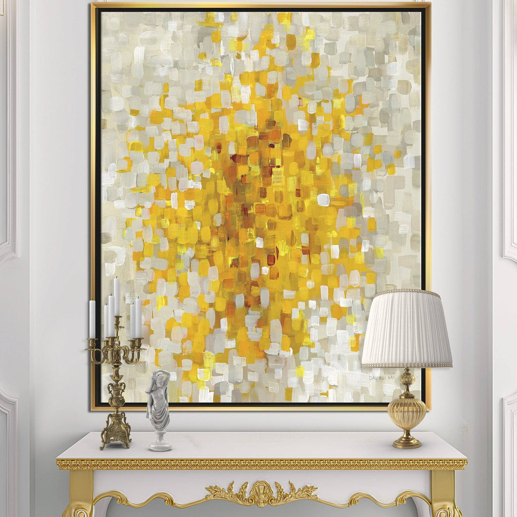 Yellow Explosion Blocks Framed Canvas, 16 inch x 32 inch U455