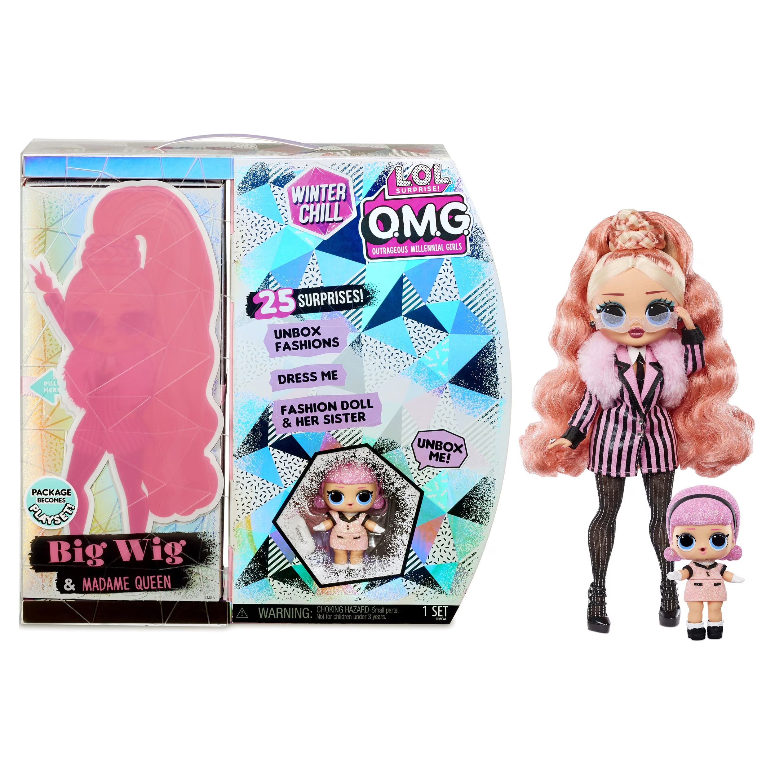 Winter Chill Big Wig Fashion Doll & Madame Queen Doll With 25 Surprises U536