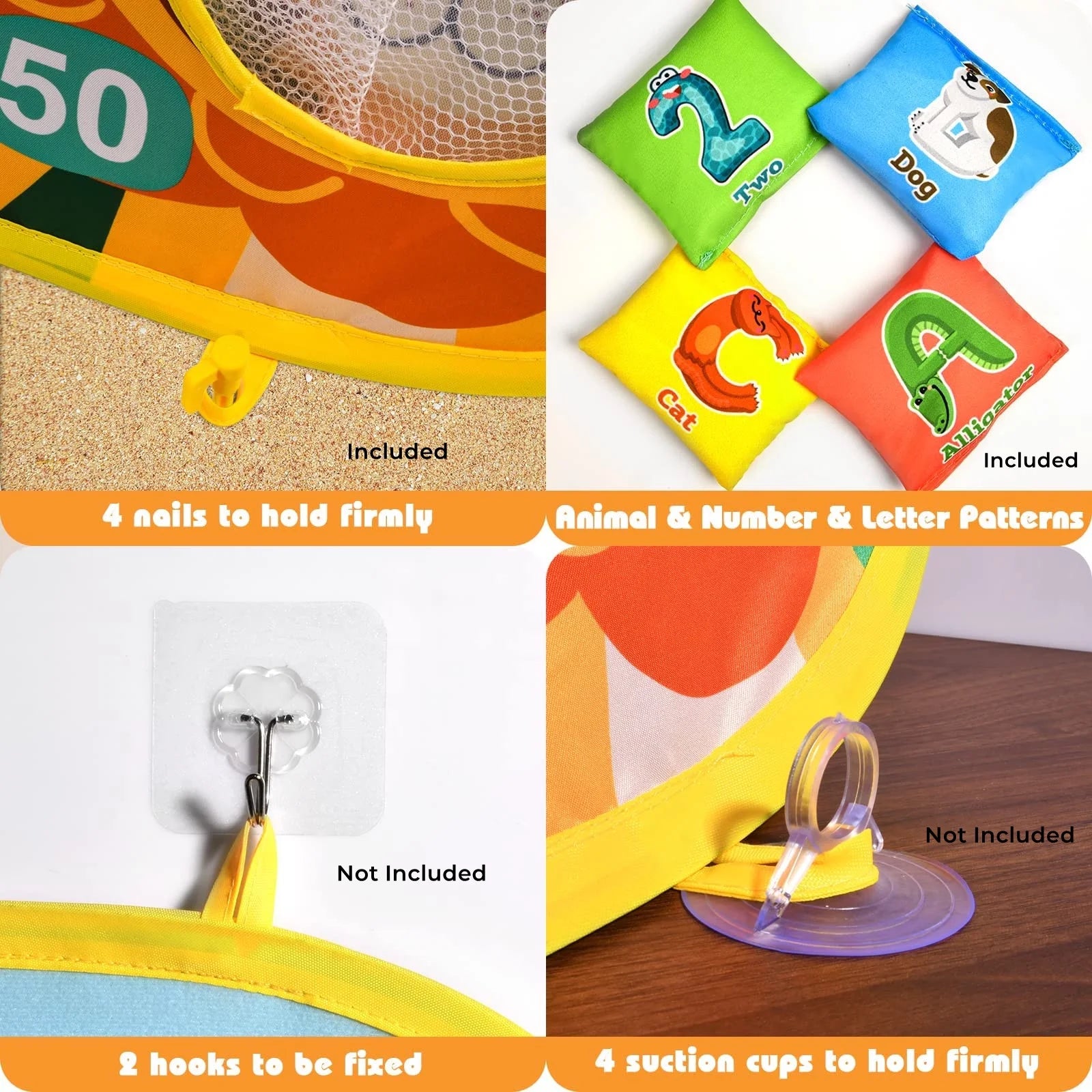 Bean Bag Toss Game Toy, Dart Board, Outdoor Cornhole Game Toys for Kids Ages 3 4 5 6 7 8 Year Old Boys Girls B762