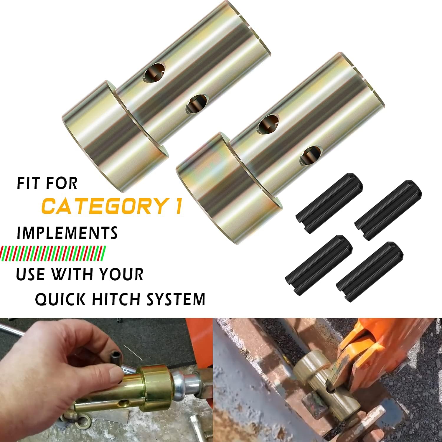 Pair of Cat 1 Quick Hitch Adapter Bushings Set for Category I 3-Point Tractors D837107
