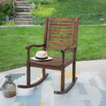 Dark Brown Solid Acacia Wood Rocking Patio Chair Y836308