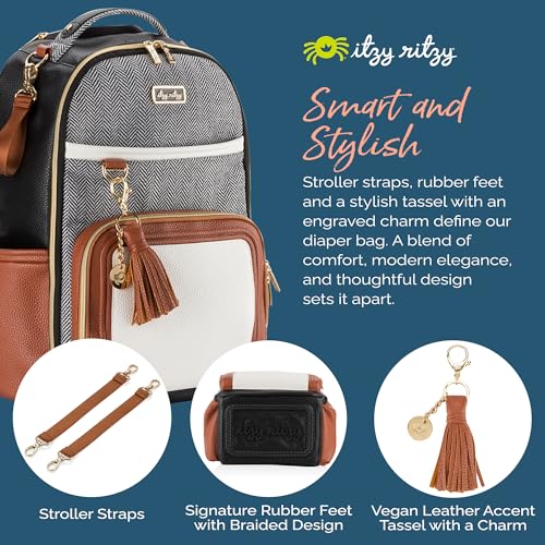 Large Capacity Black Diaper Bag Backpack with 19 Pockets and Changing Pad U561874