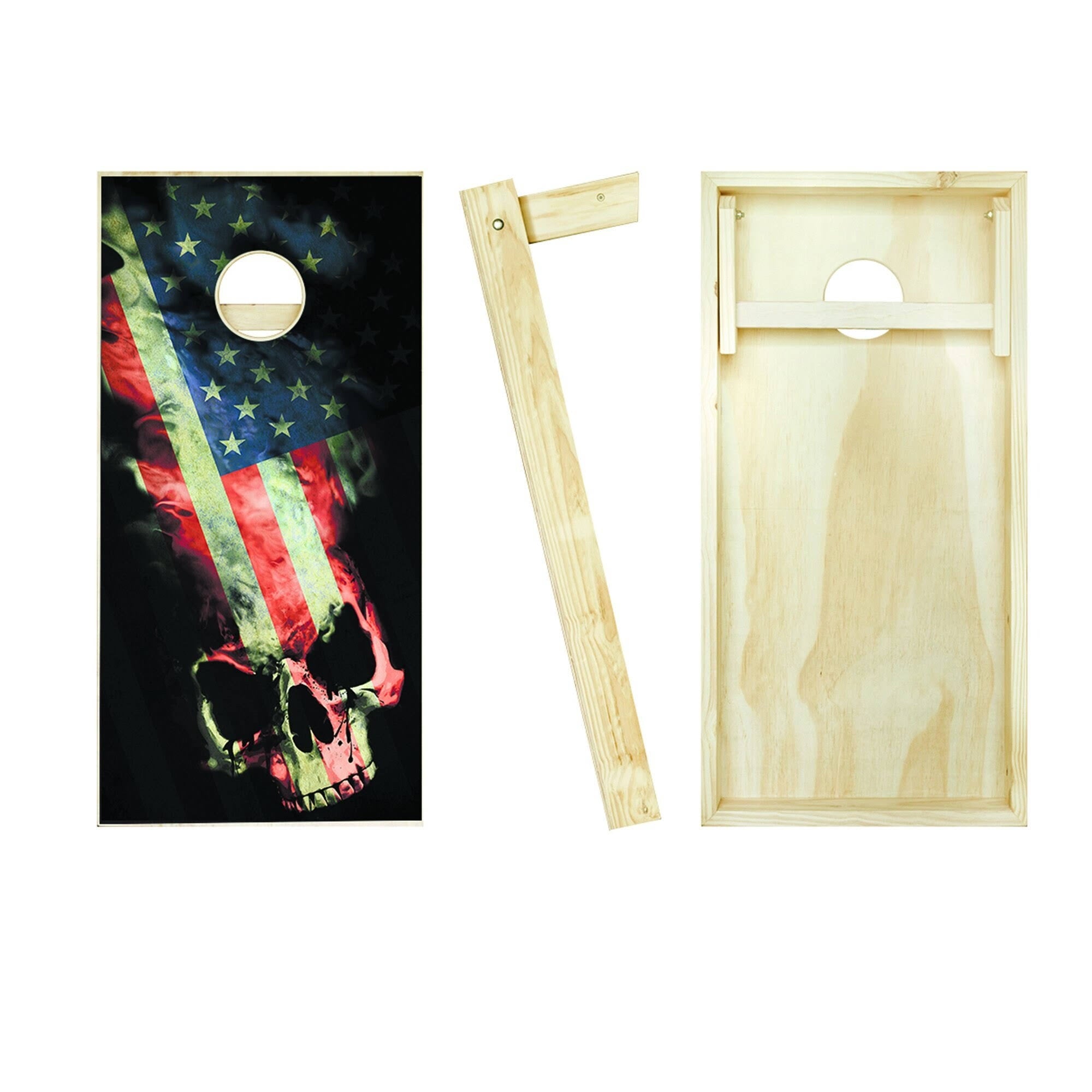 American Flag Skull Cornhole Set with 8 Bags and Carrying Case D23785