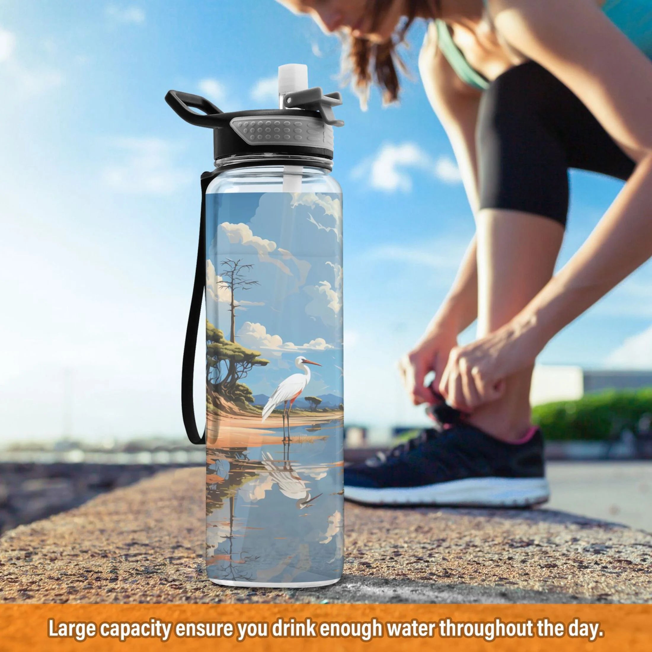 32oz Tritan Leakproof Clear Sports Water Bottle D37633