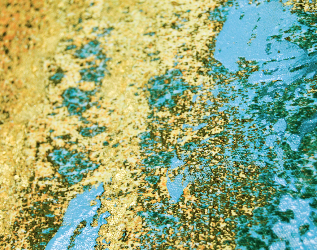 Liquid Gold Abstract Framed Embellished Foiled Canvas I1019