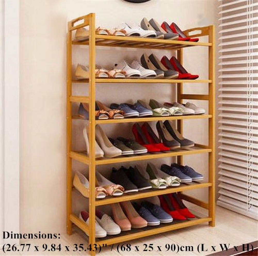 6 Tier Natural Wood Bamboo Shoe Rack W305