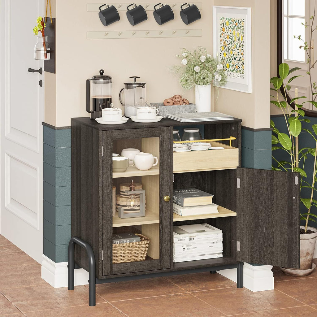 Coffee Bar Cabinet with Tempered Glass Door B950632