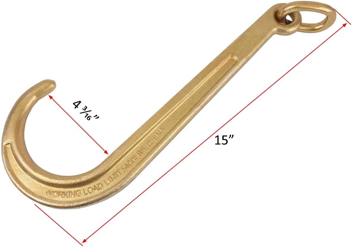 5/16" x 6' Long Shank J Hook Tow Chain with Grab Hook J812728