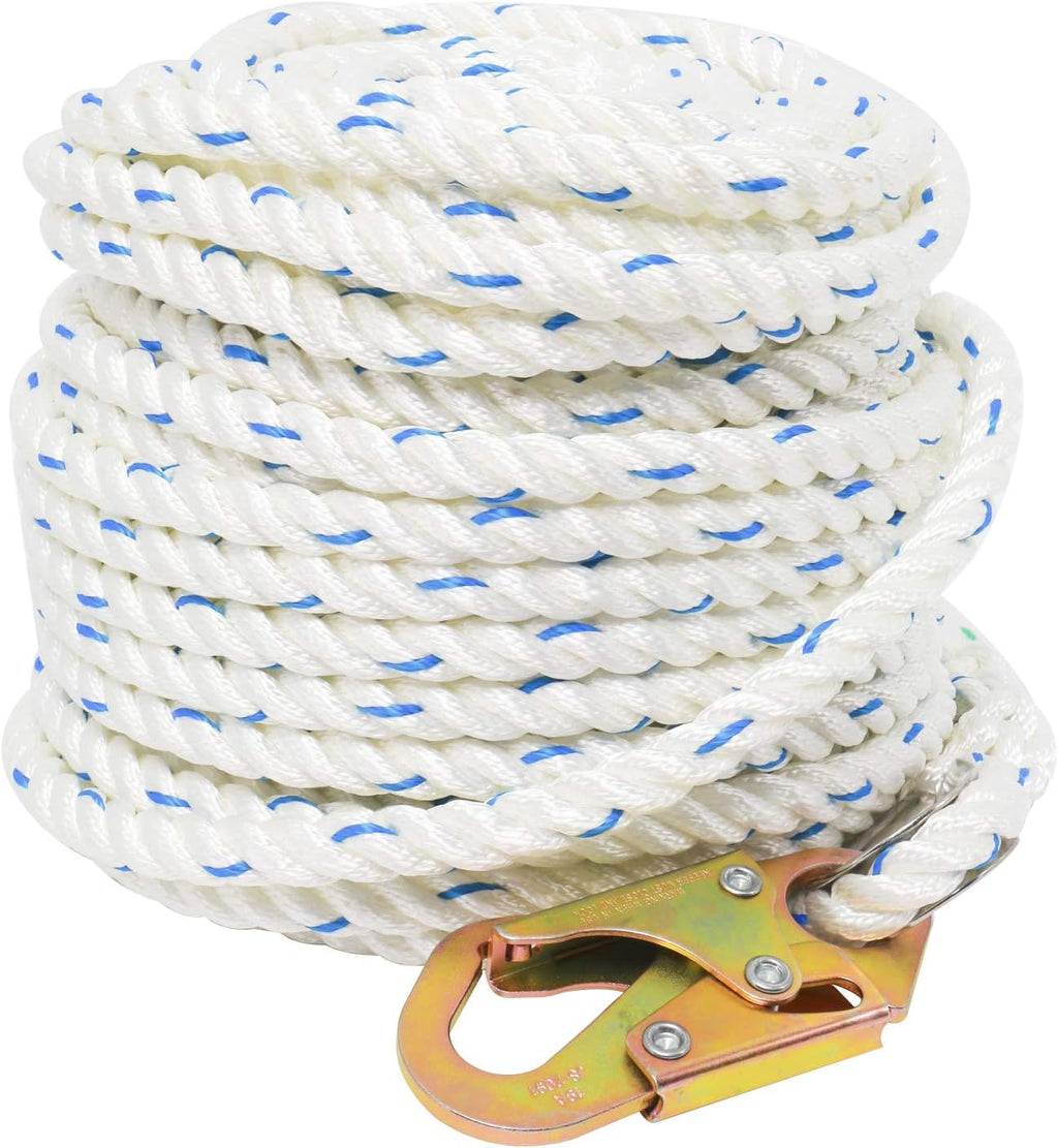 5/8 Inch 150ft Fall Protection Vertical Lifeline Rope with Snap Hook P69952