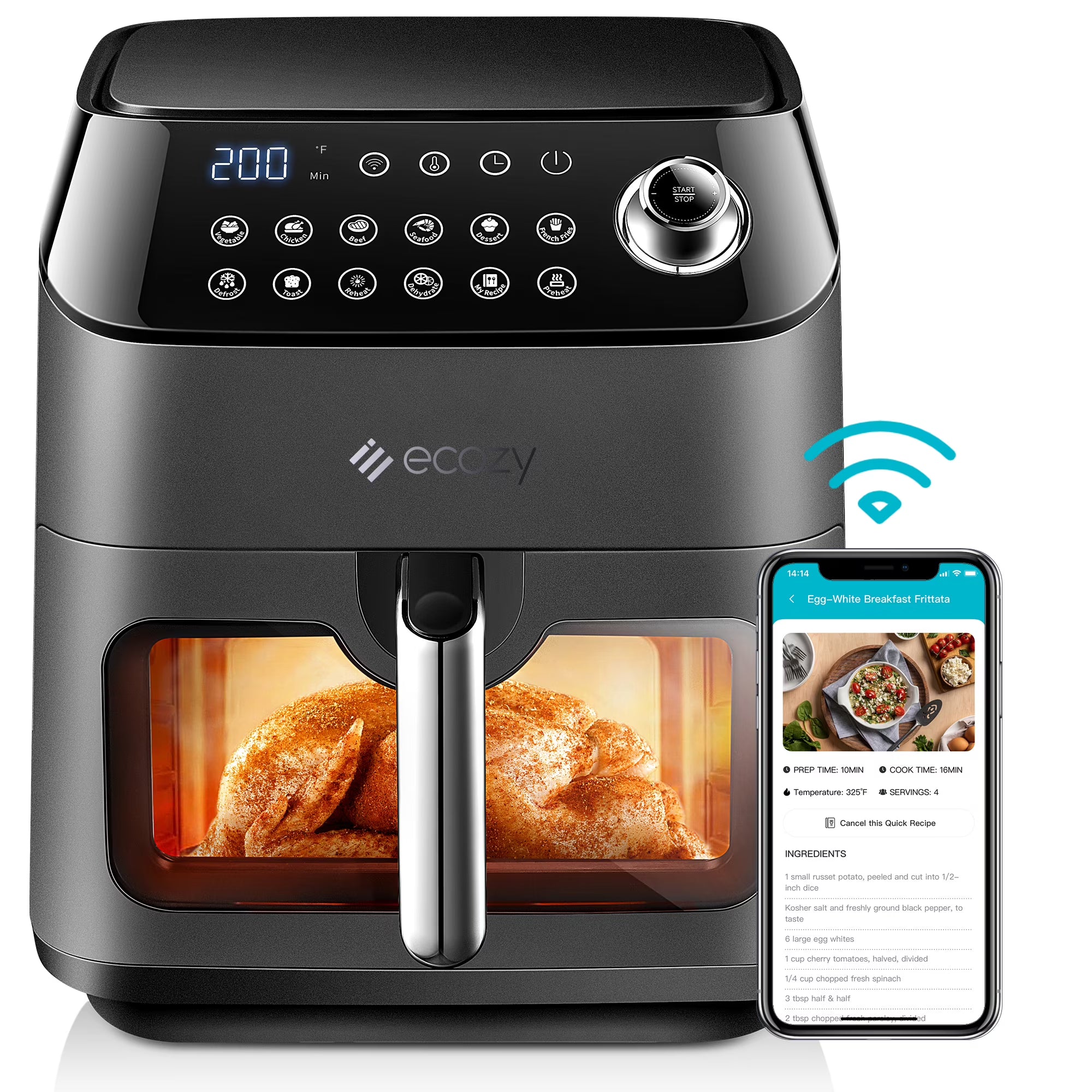 Black 6 Quart Air Fryer with See-Through Window J559