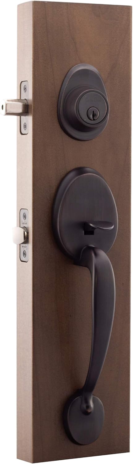 Tuscan Bronze Front Door Handle Set with Colonial Knob Trim M361