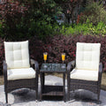 Beige Cushion Wicker Rattan 3 Piece Sectional Sofa W74654