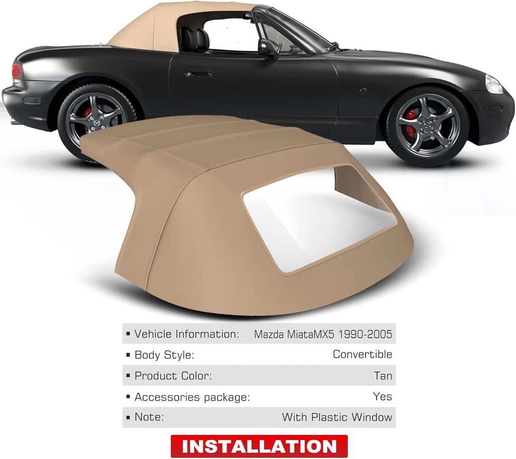 Tan Convertible Soft Top with Plastic Window R756