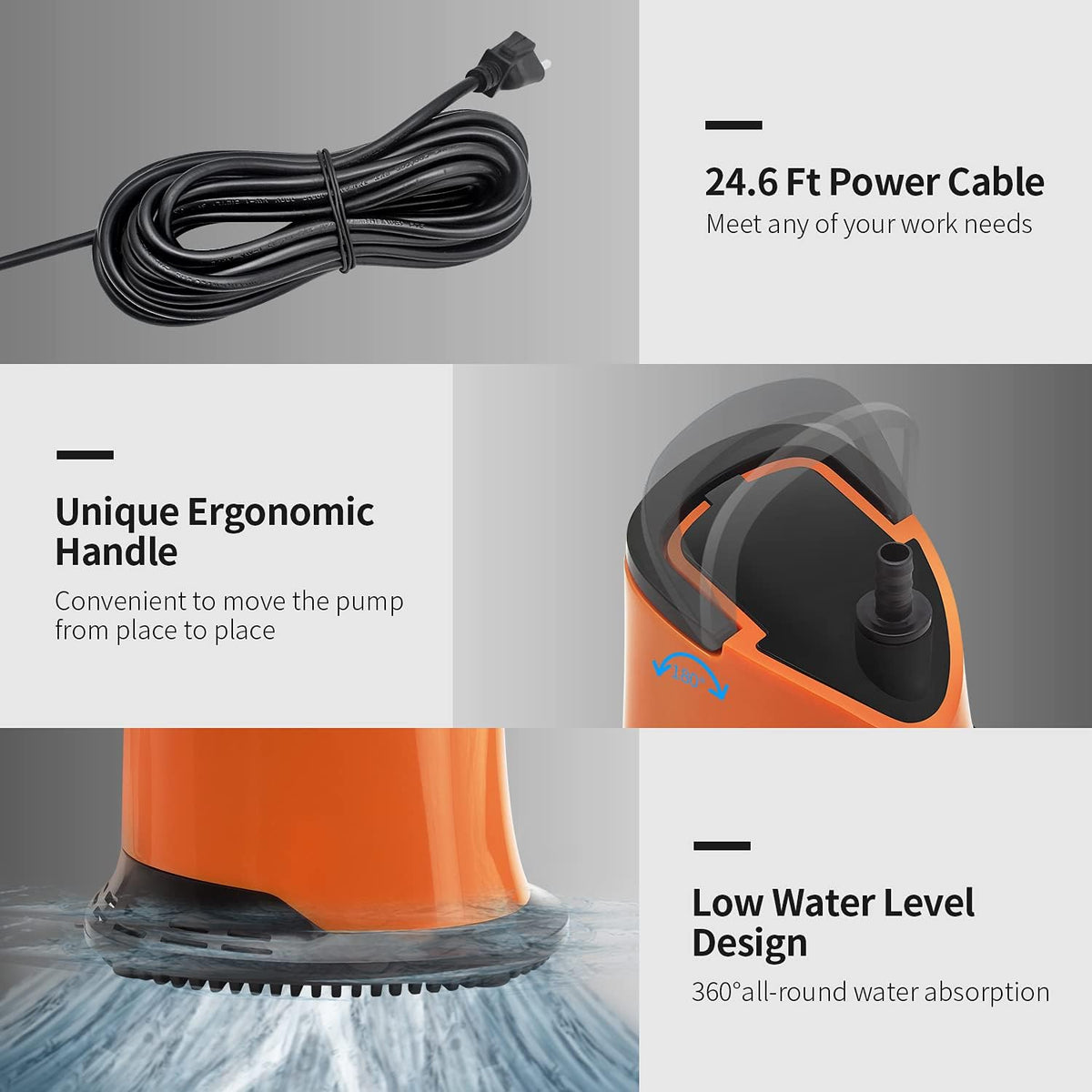 1100 GPH Submersible Water Pump with Adjustable Bottom Filter, Pack of 2 Y94134