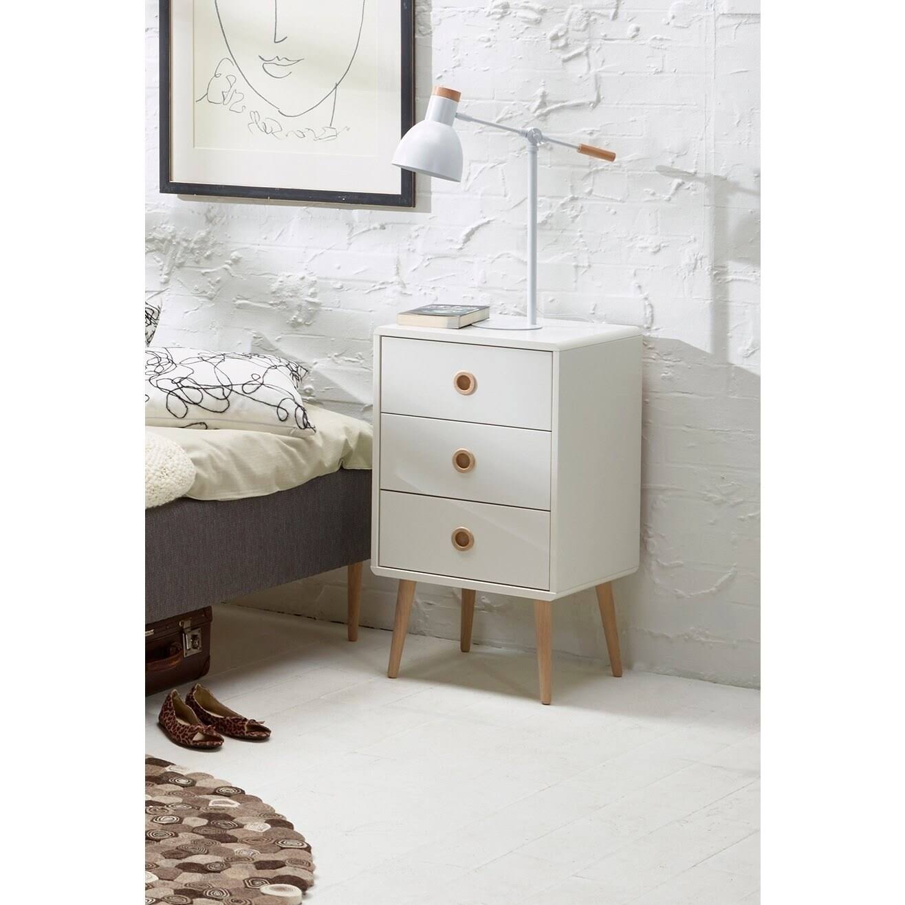White Oak-finish Wood 3-Drawer Chest U59826