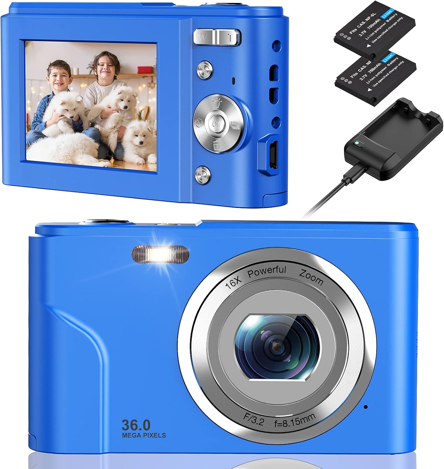 2 Pack Blue 1080P 36MP Compact Kids Camera X99350