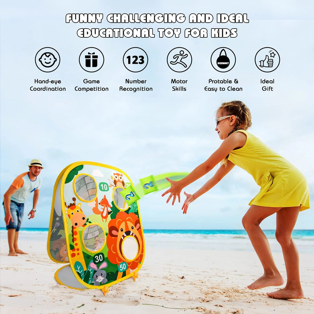 Bean Bag Toss Game Toy, Dart Board, Outdoor Cornhole Game Toys for Kids Ages 3 4 5 6 7 8 Year Old Boys Girls B762