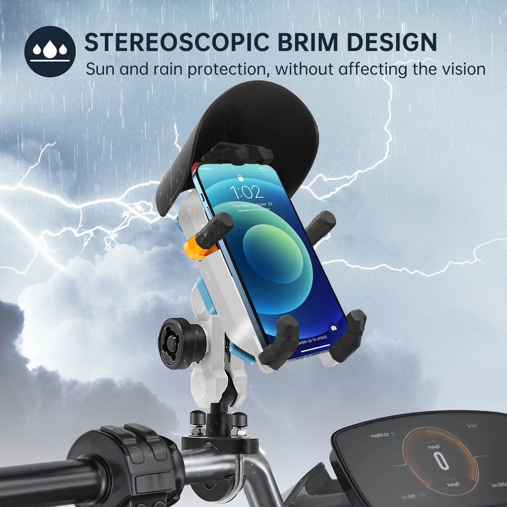Waterproof Motorcycle Phone Mount Holder with 360° Rotation Handlebar Mount C9666