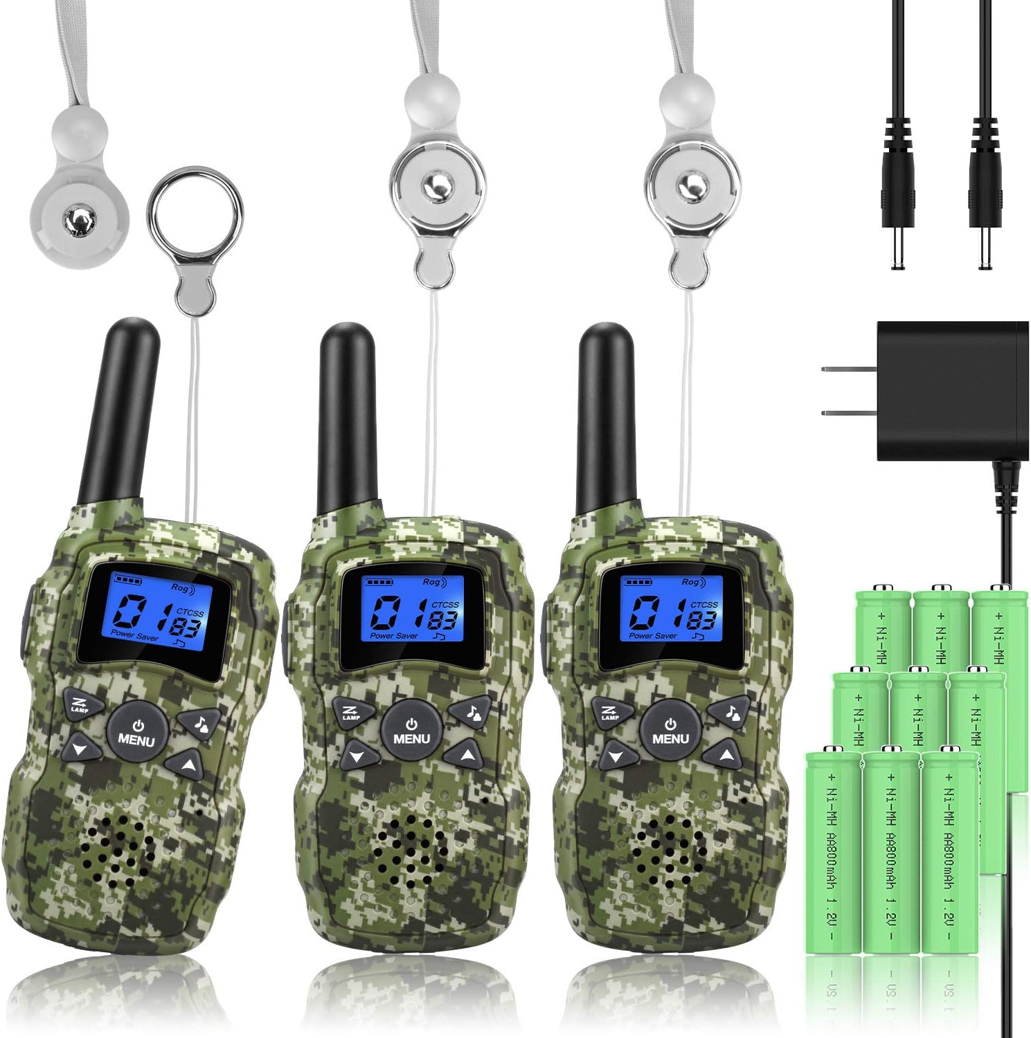 3 Pack Rechargeable Walkie Talkies with USB Charger Battery U763