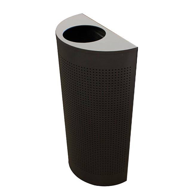 Black Half Round 12 Gallon Trash Can G7272