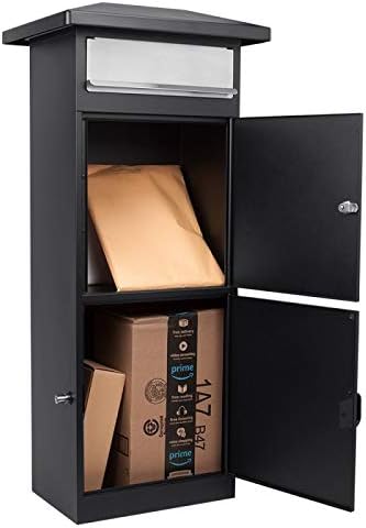 Black Freestanding Parcel Drop Mail Box with Lockable Compartment S690