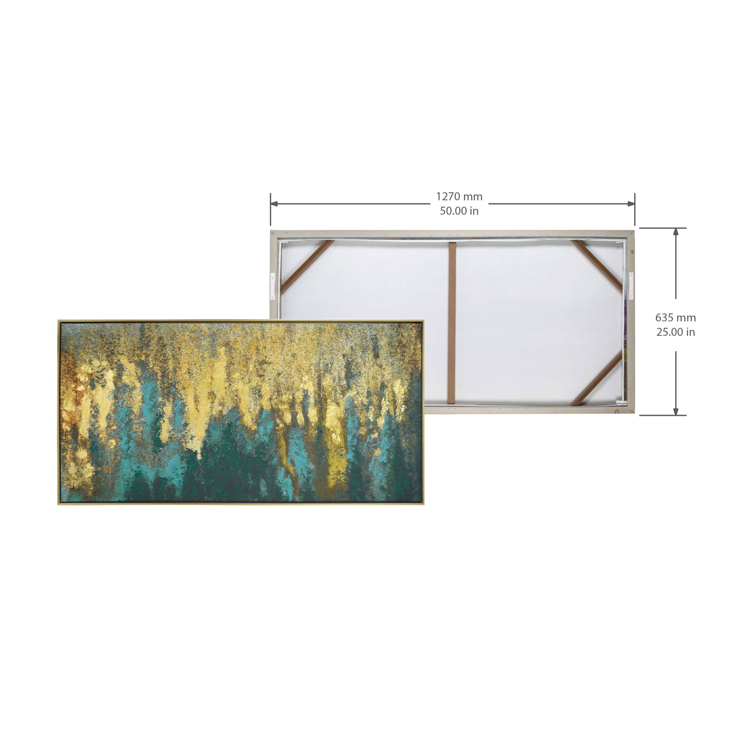 Liquid Gold Abstract Framed Embellished Foiled Canvas I1019