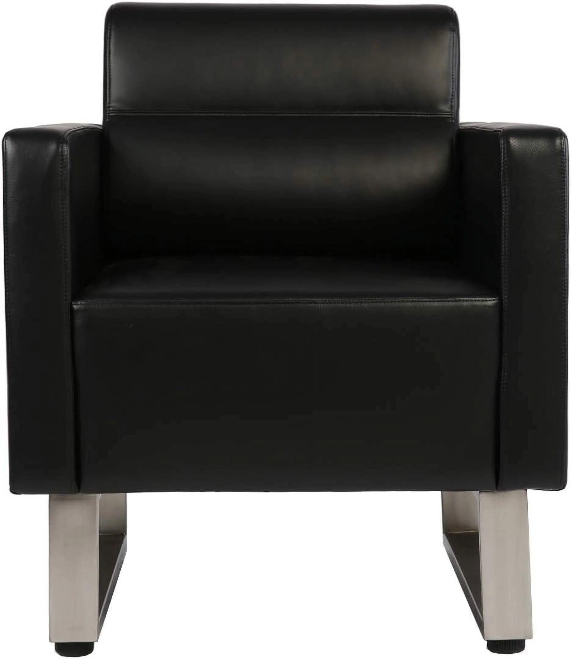 Black Leather Club Chair with Cushion N8557