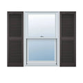 18 inchw x 50 inchh Vinyl Cathedral Top Center Mullion Open Louver Shutters with Shutter-Loks Per Pair Z320