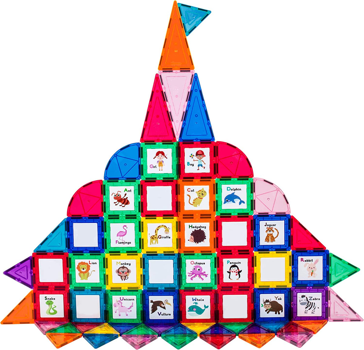 102 Piece Magnetic Tiles Construction Playset W8216