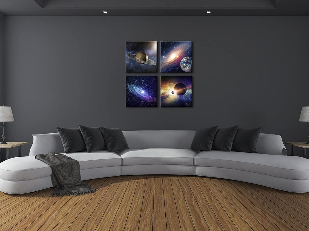 Star Sky Space Canvas Paintings Wall Art 4 Piece Stretched and Framed Giclee Canvas Prints K570951