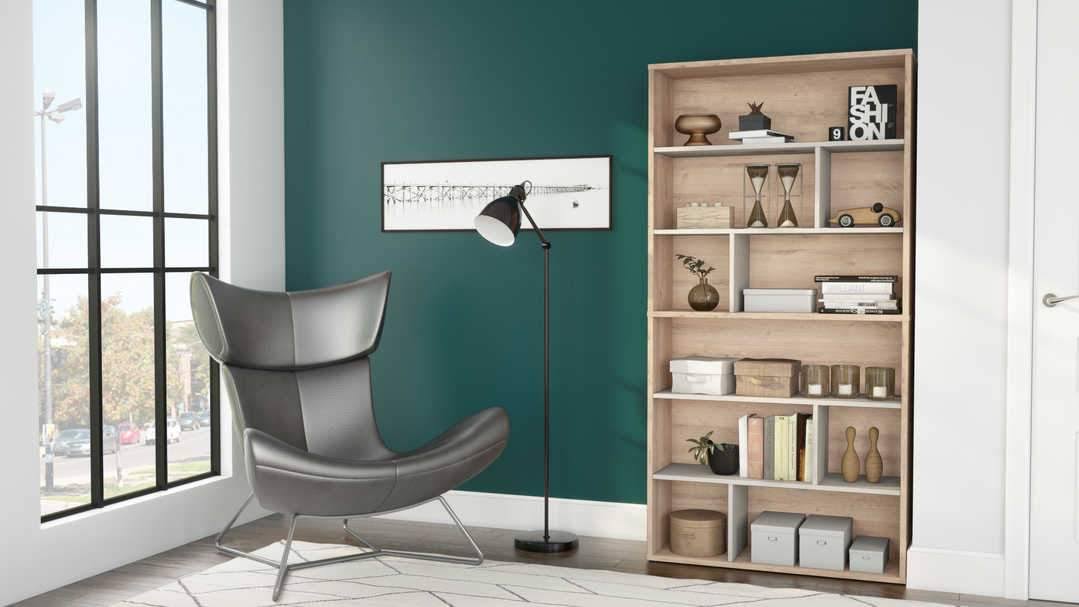 2-Piece Asymmetrical Shelving Unit Set in Rustic Brown u0026 Sandstone U219