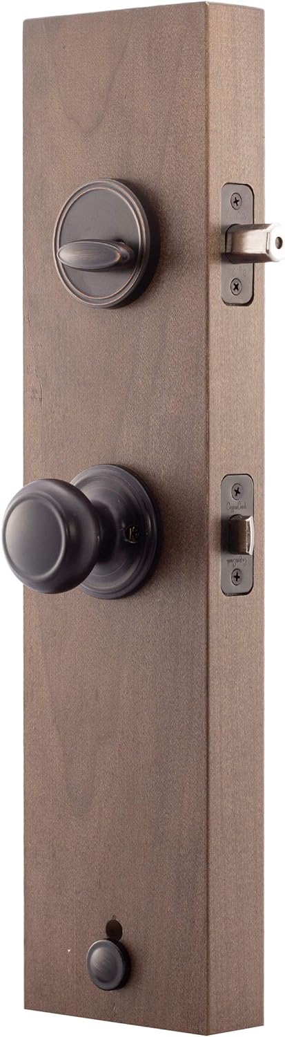 Tuscan Bronze Front Door Handle Set with Colonial Knob Trim M361