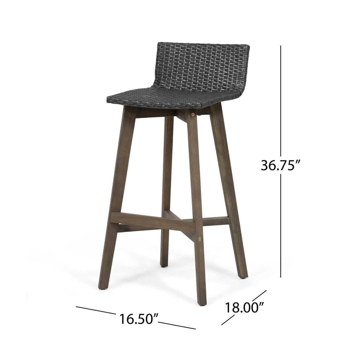 2pk Acacia Wood Wicker Patio Barstools Brown J35231