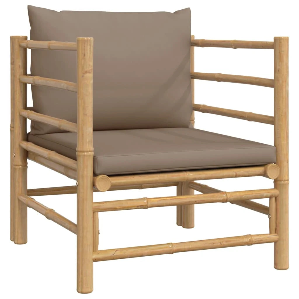 Patio Sofa with Taupe Cushions Bamboo L137365
