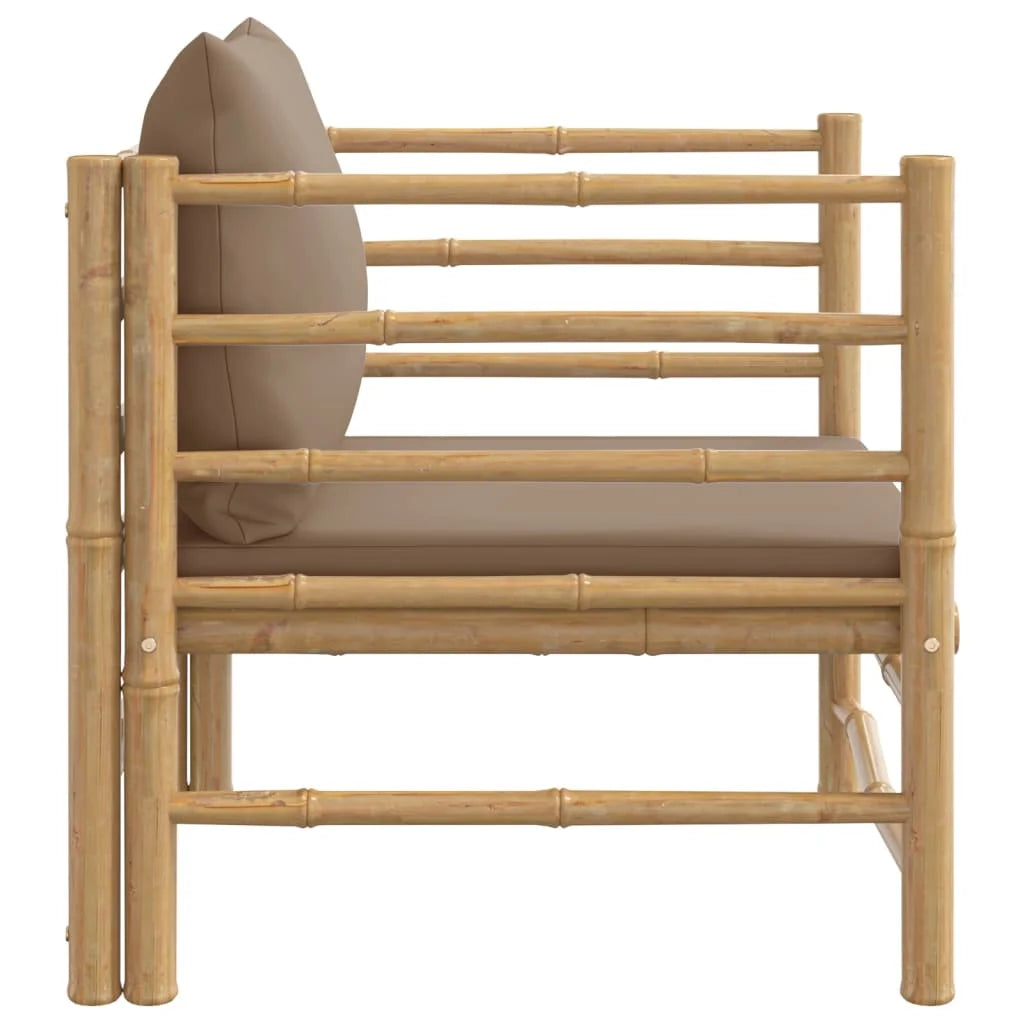 Patio Sofa with Taupe Cushions Bamboo L137365